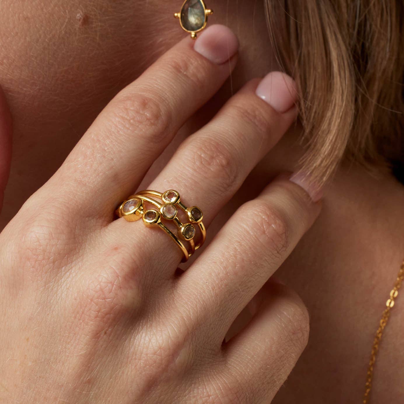 Porto Stacking Ring Set Labradorite