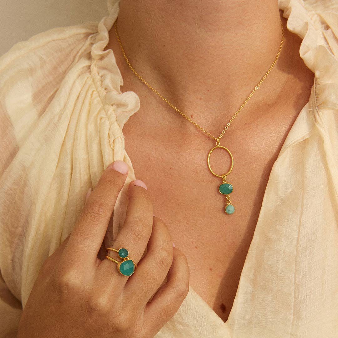 Cadiz Aqua Gemstone Hoop Necklace