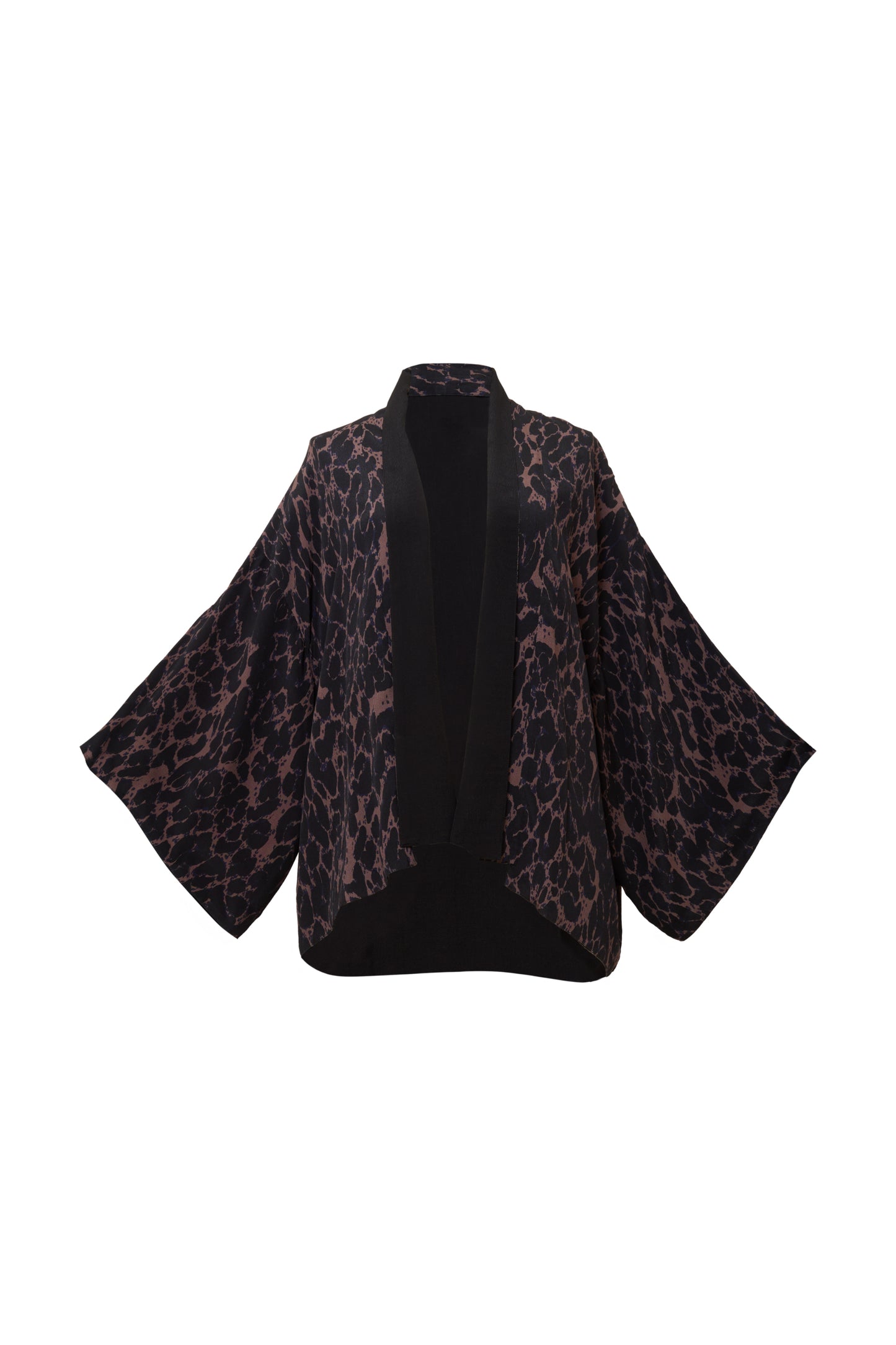 Leopard Print & Black Reversible Kimono