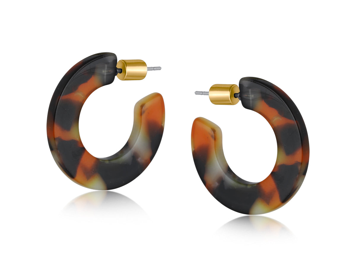 Hortense Flat Oval Leopard Spot Resin Hoop Earrings
