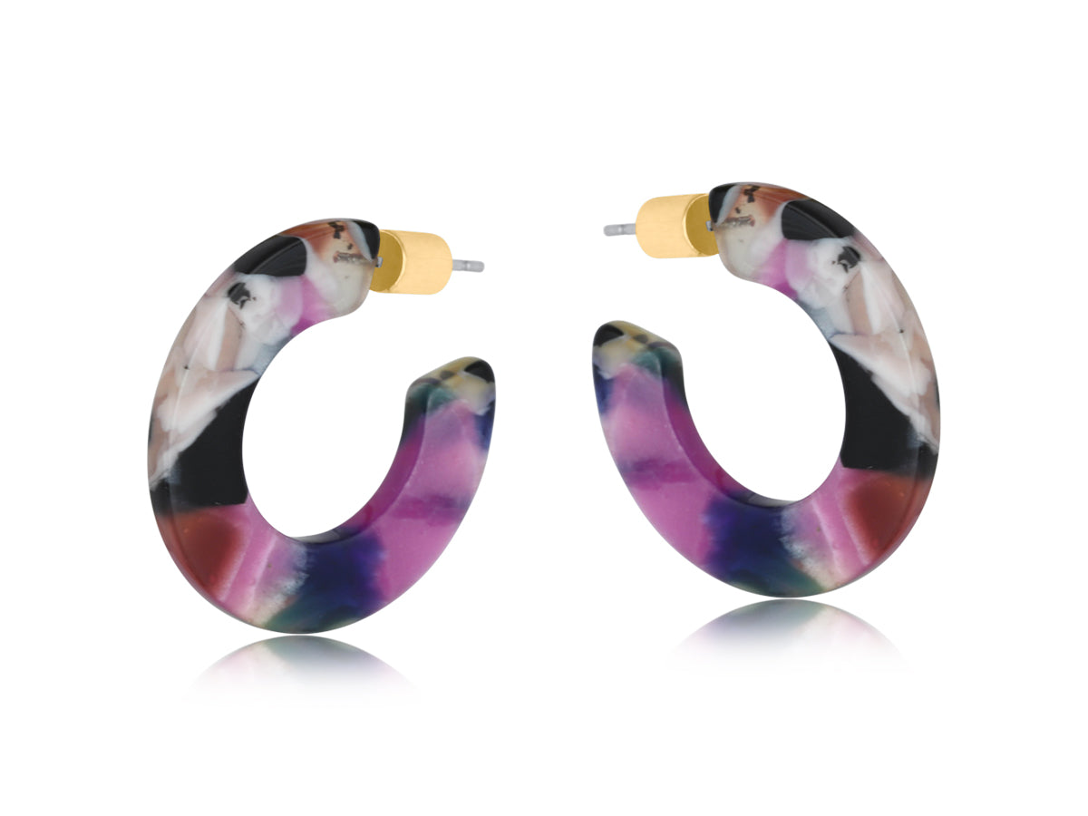 Camille Flat Oval Resin Hoop Earrings