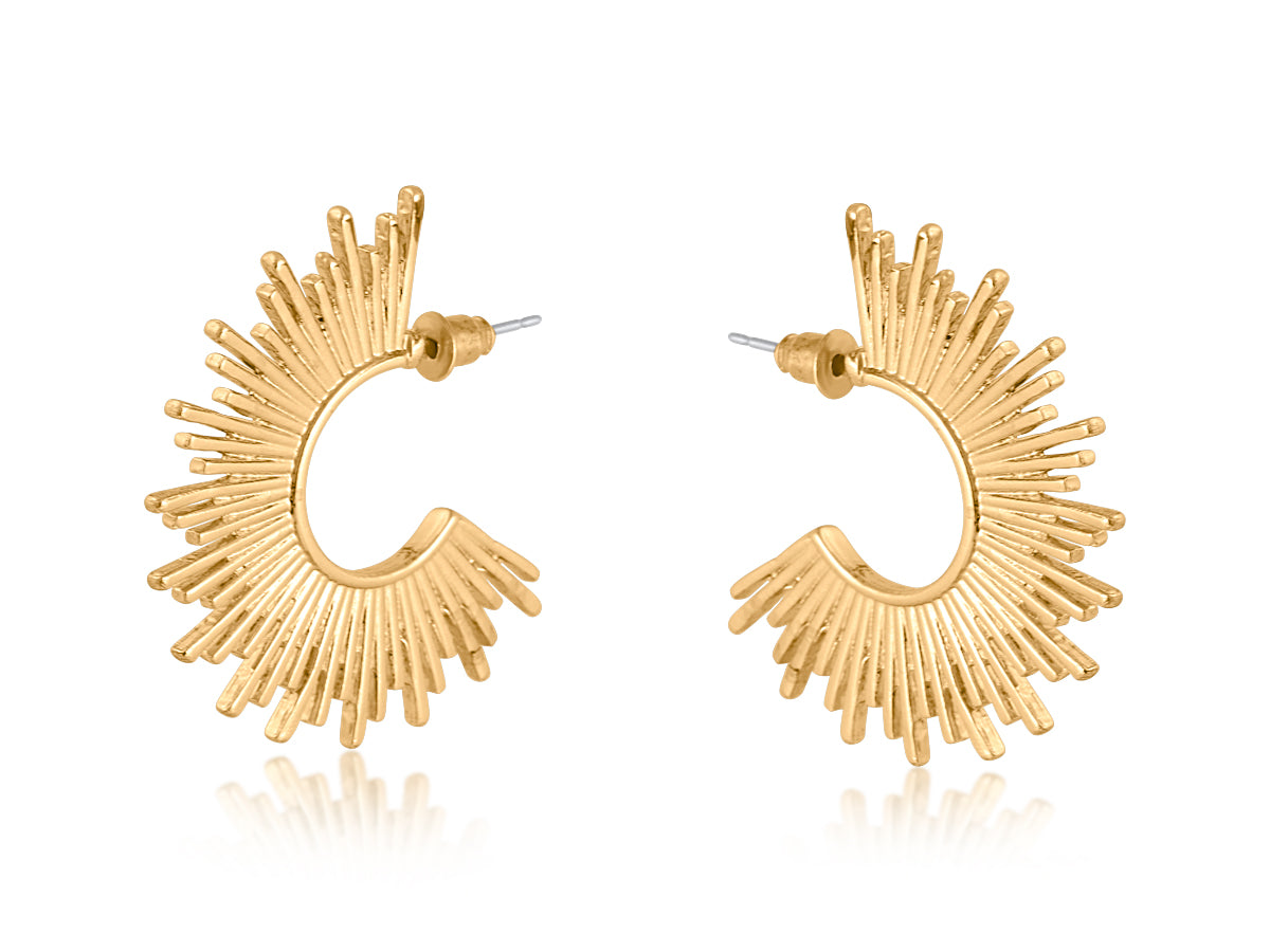 Amanda Half Disc Sunburst Earrings