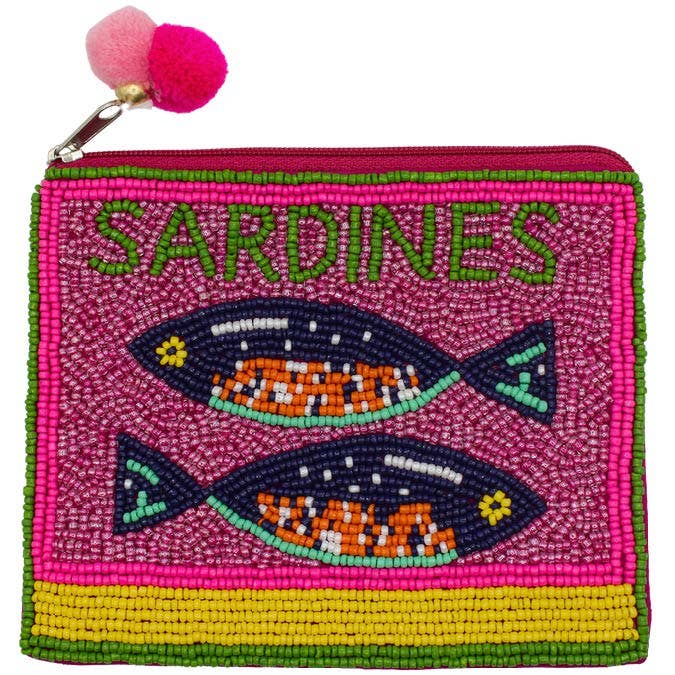 Sardines Beaded Coin Pouch