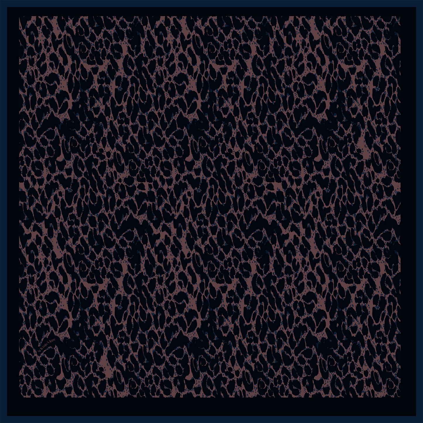 Leopard Print Cotton Scarf with Blue Spots - 120cm * 120cm