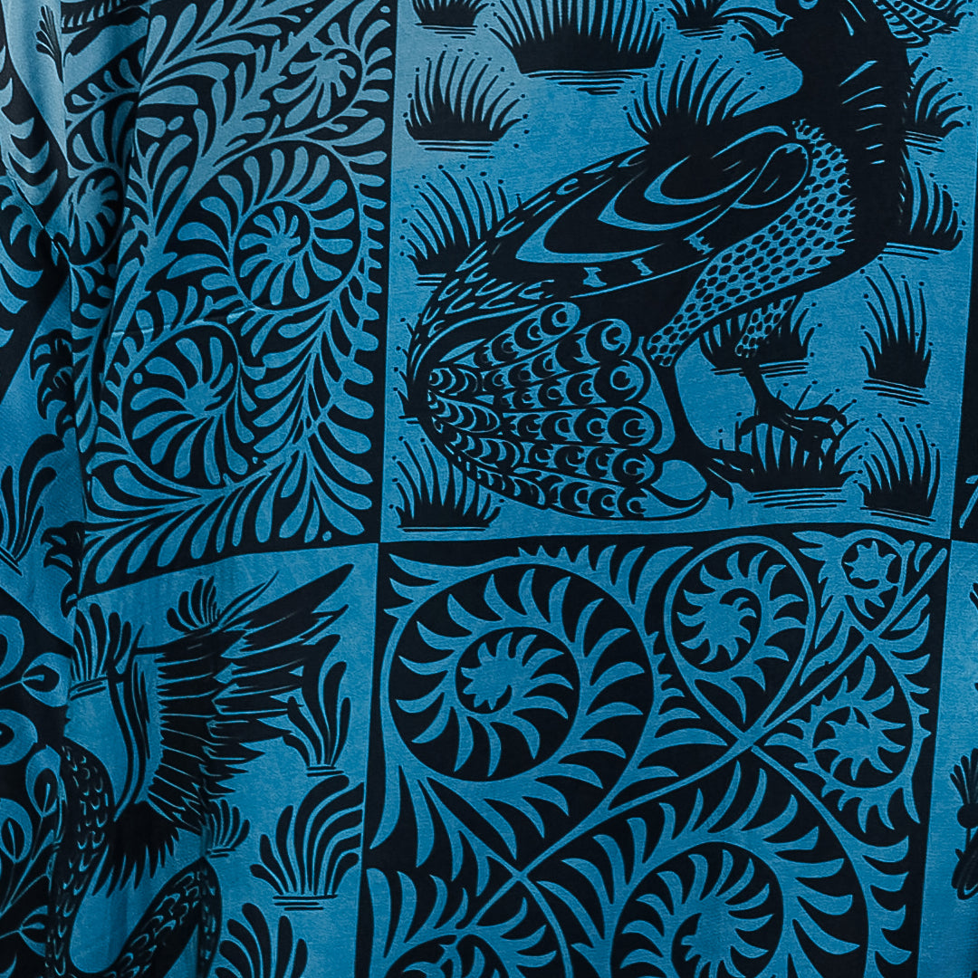 Birds & Beasts Teal & Black Short Kimono