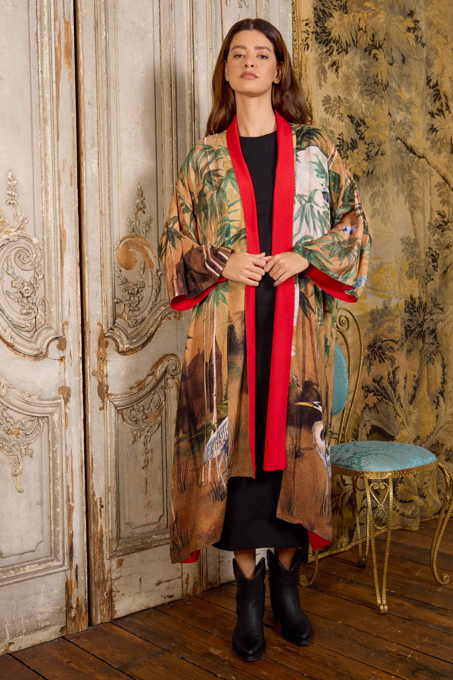 Escape to the Chateau Bamboo Folly Reversible Print Kimono