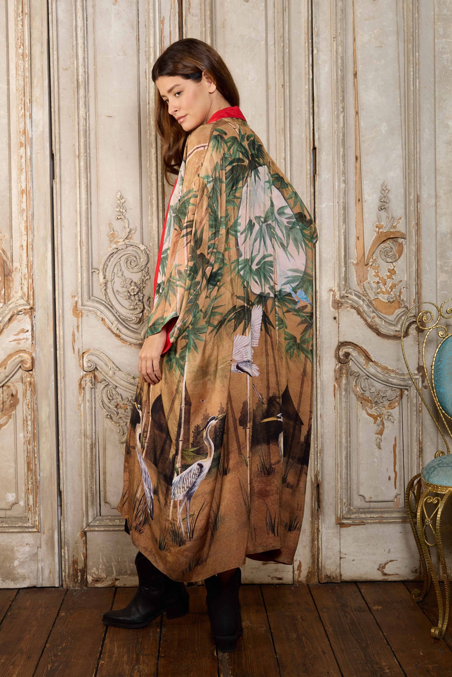 Escape to the Chateau Bamboo Folly Reversible Print Kimono