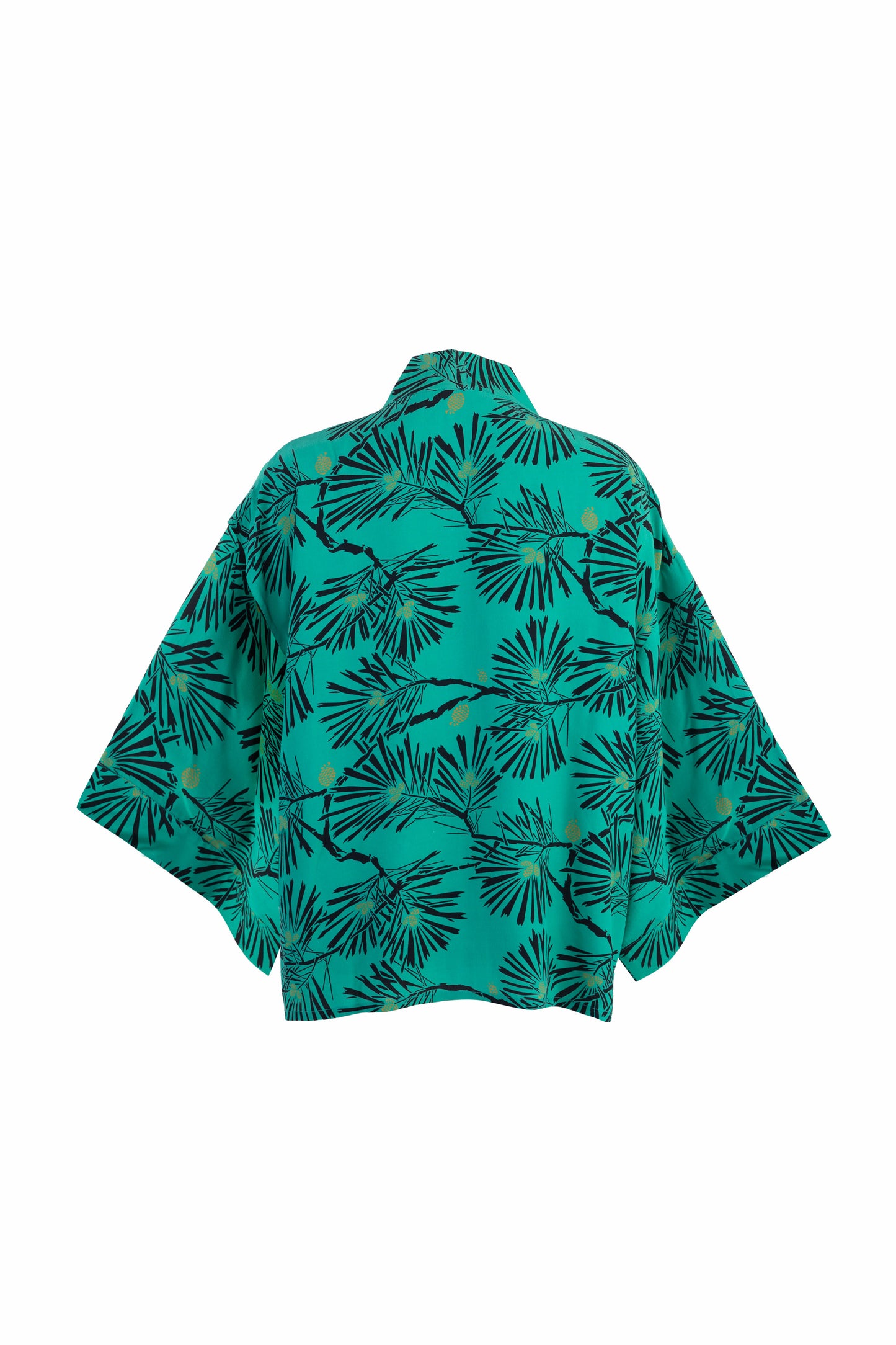 Japanese Pine Needle Print Green Short Light Weight Kimono