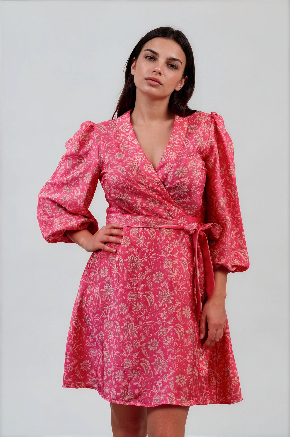 One Of A Kind Recyled Wrap Mini Dress #M37