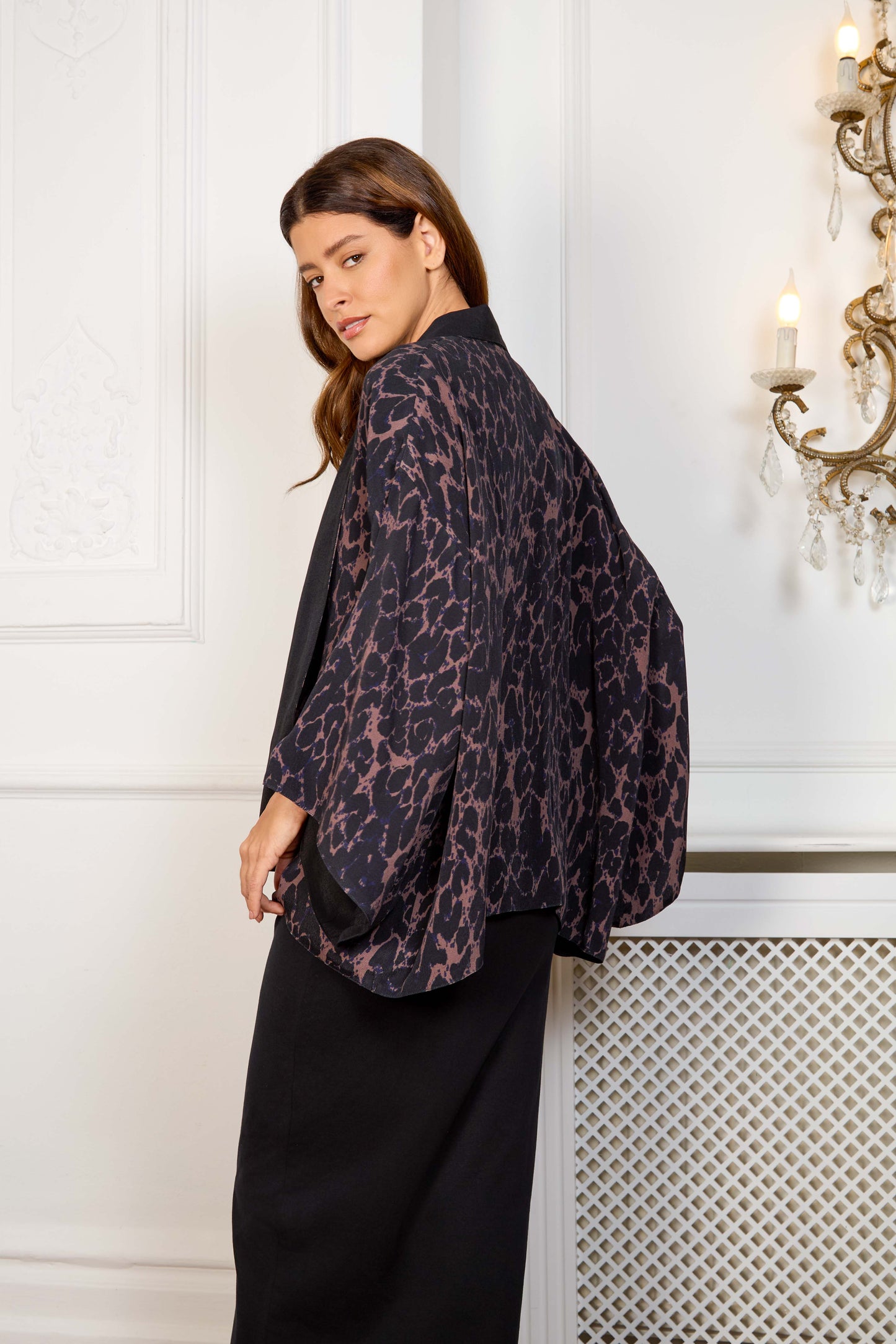 Leopard Print & Black Reversible Kimono