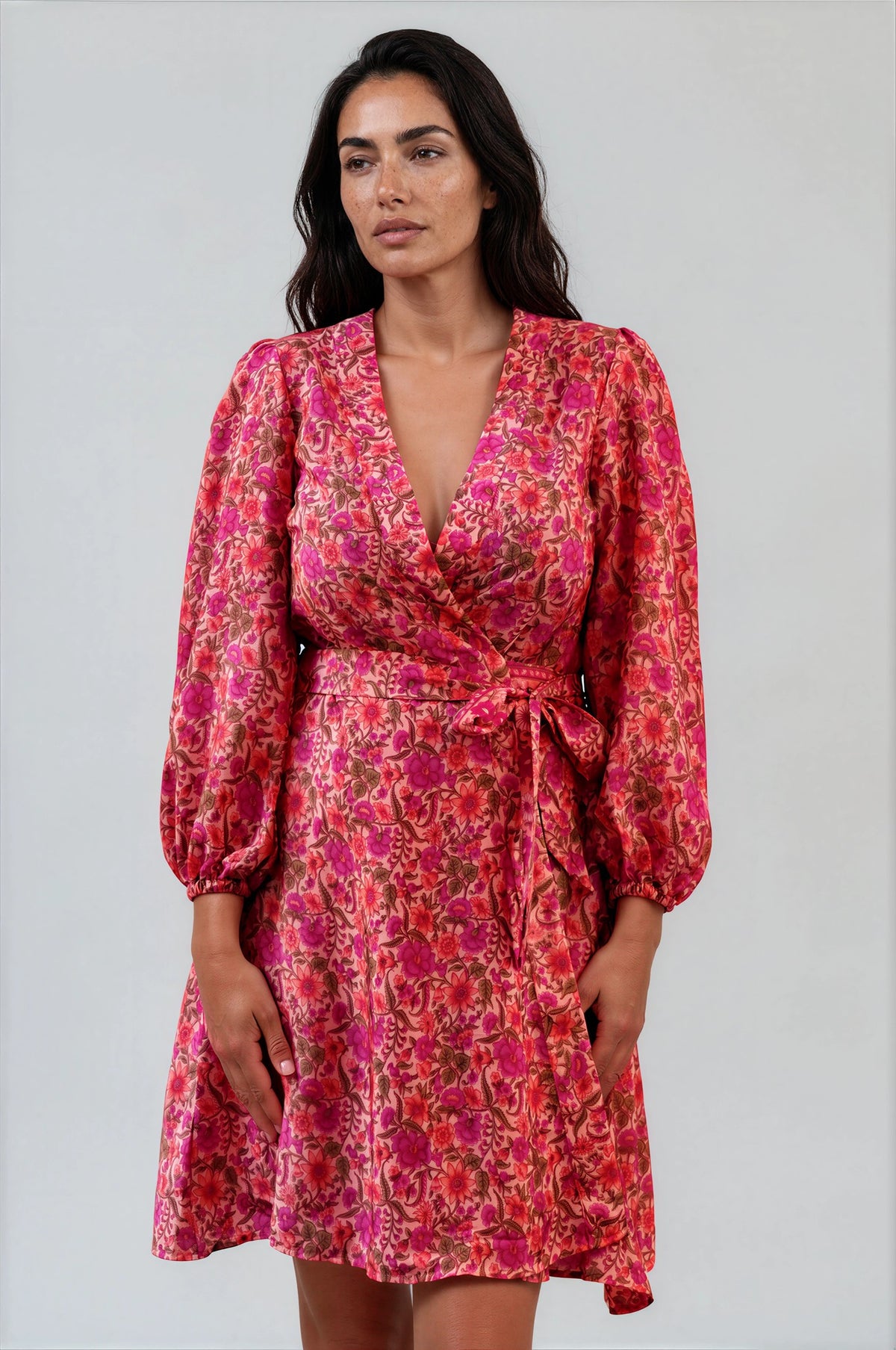 One Of A Kind Recyled Wrap Mini Dress #S31