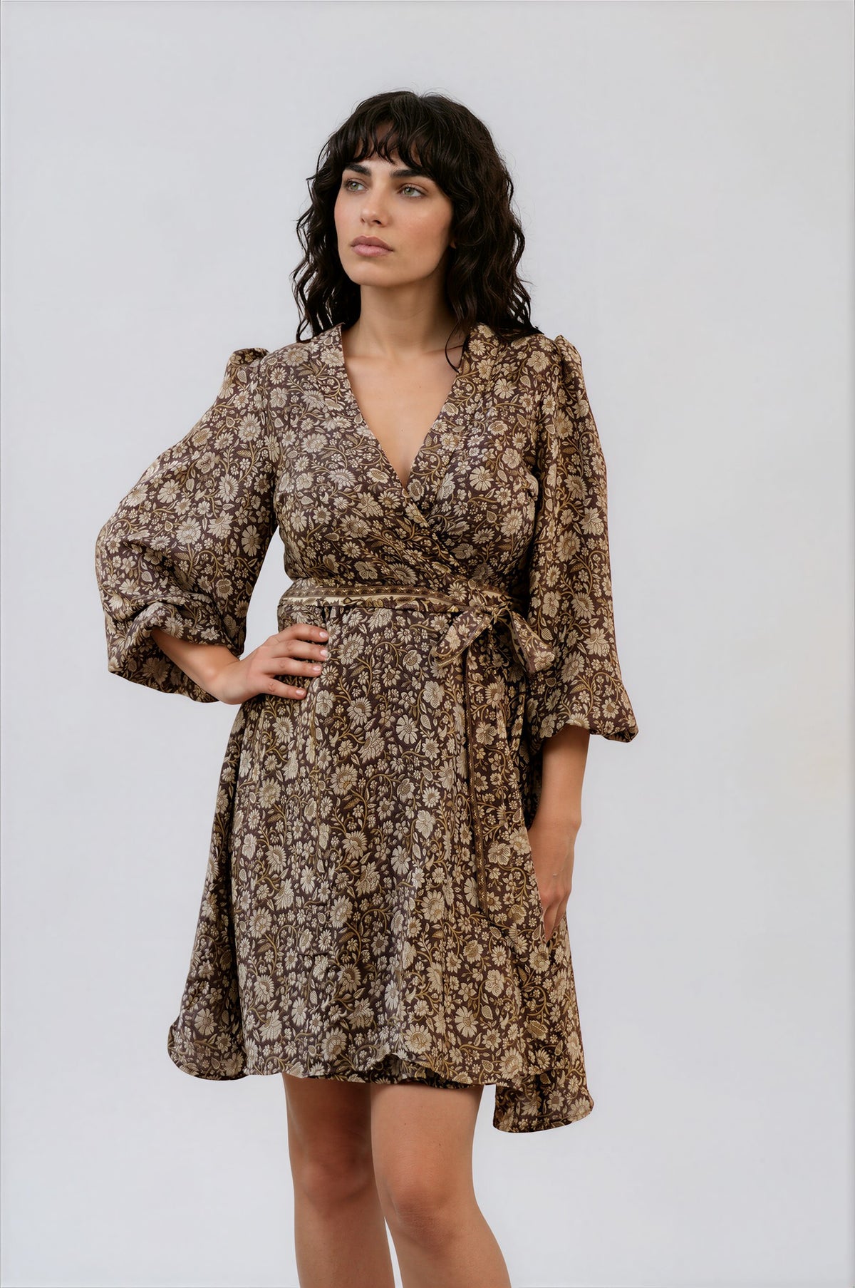 One Of A Kind Recyled Wrap Mini Dress #S37