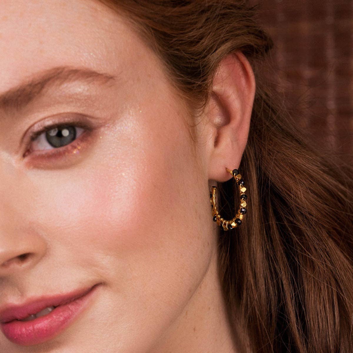Mini Riva Black Onyx Earrings