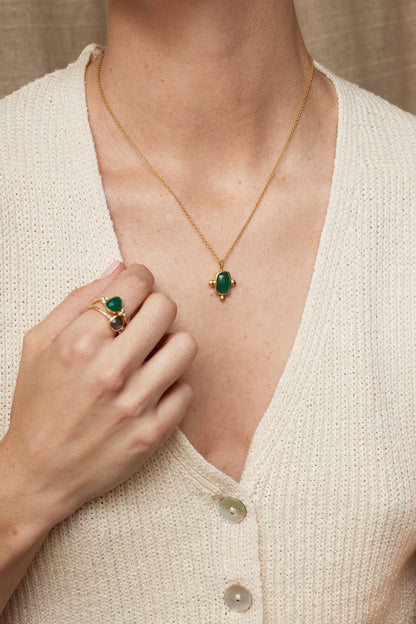 Naples Stacking Ring Set Green & Labradorite