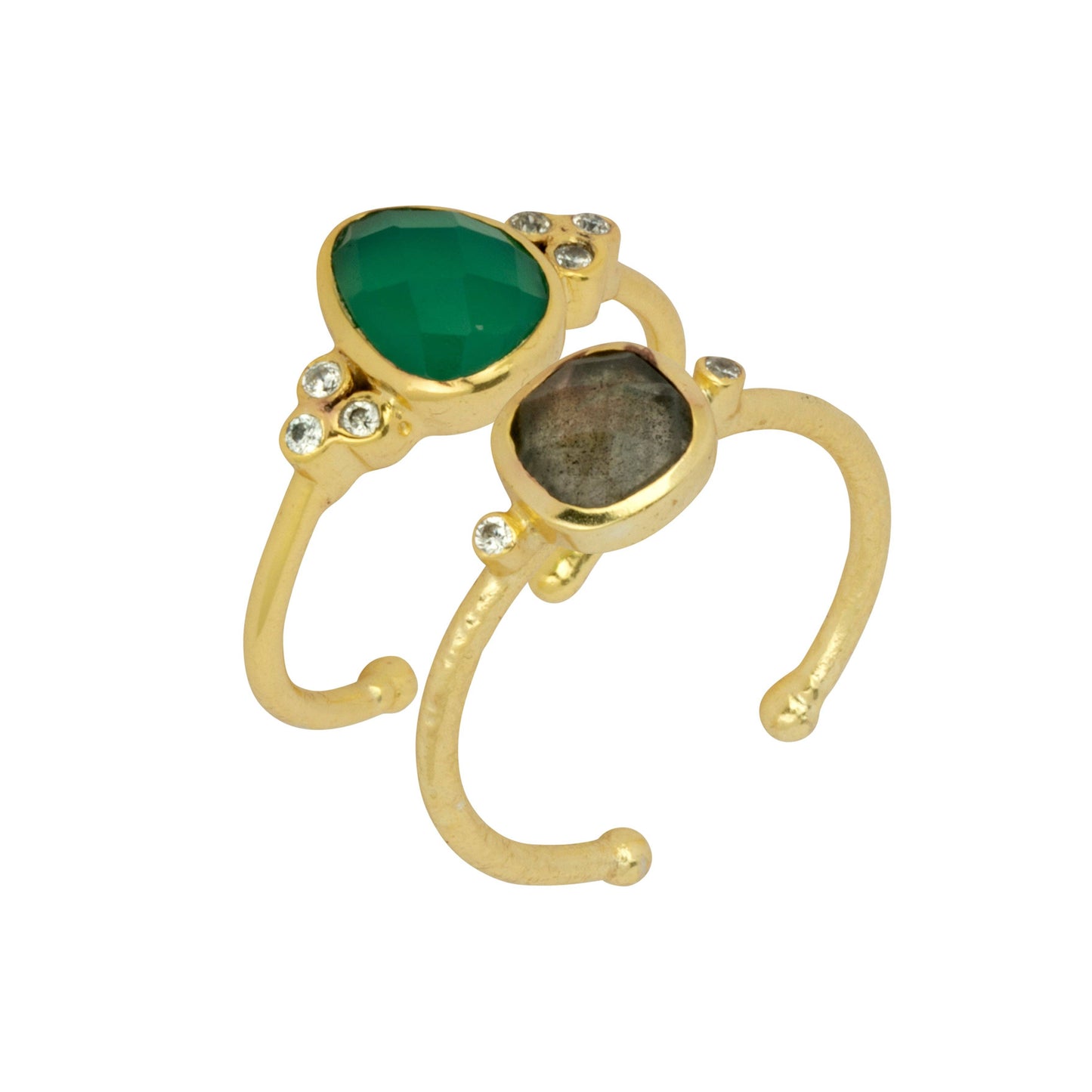 Naples Stacking Ring Set Green & Labradorite