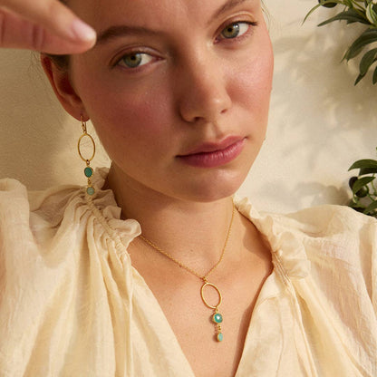 Cadiz Aqua Gemstone Hoop Necklace