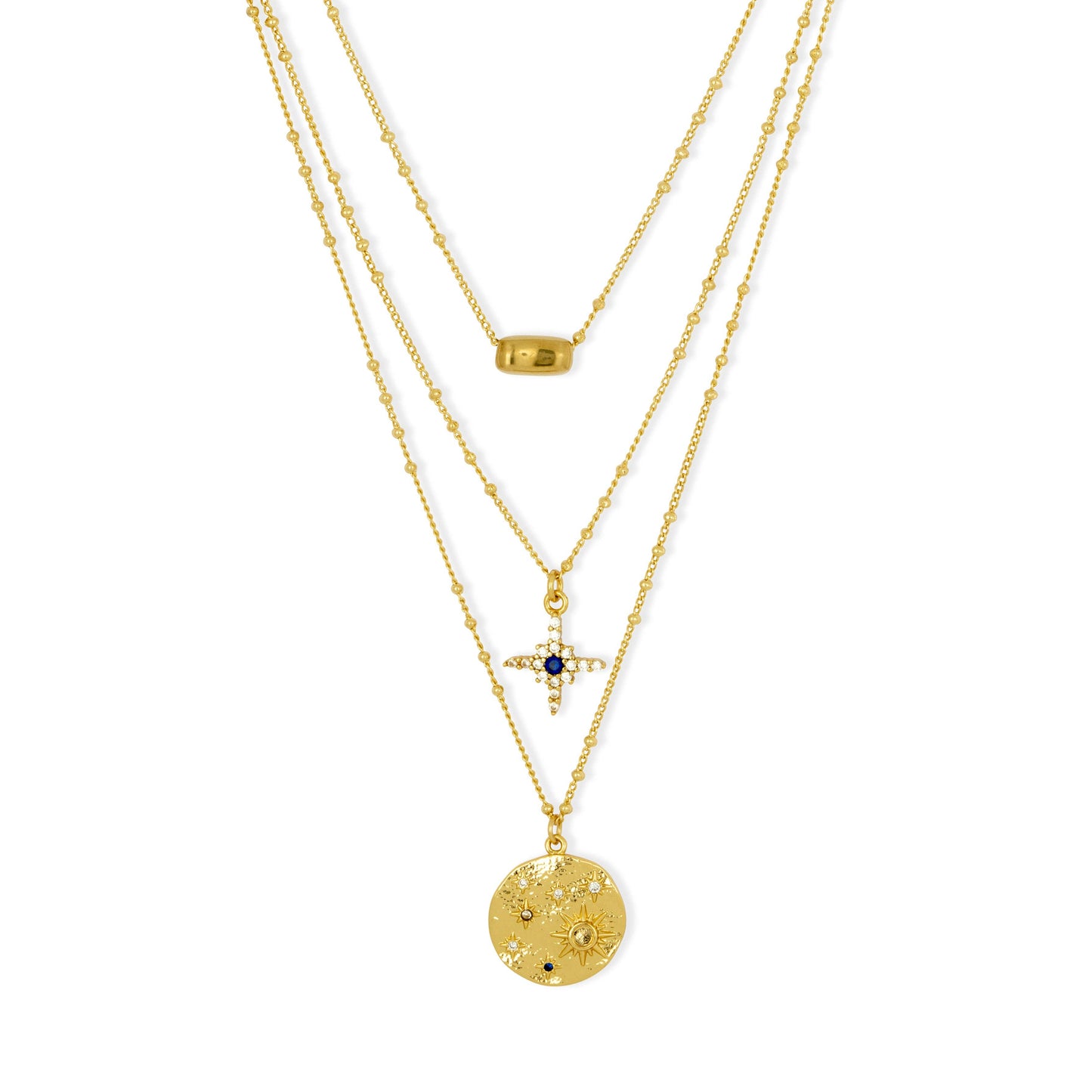Celeste Layered Star Charm Necklace