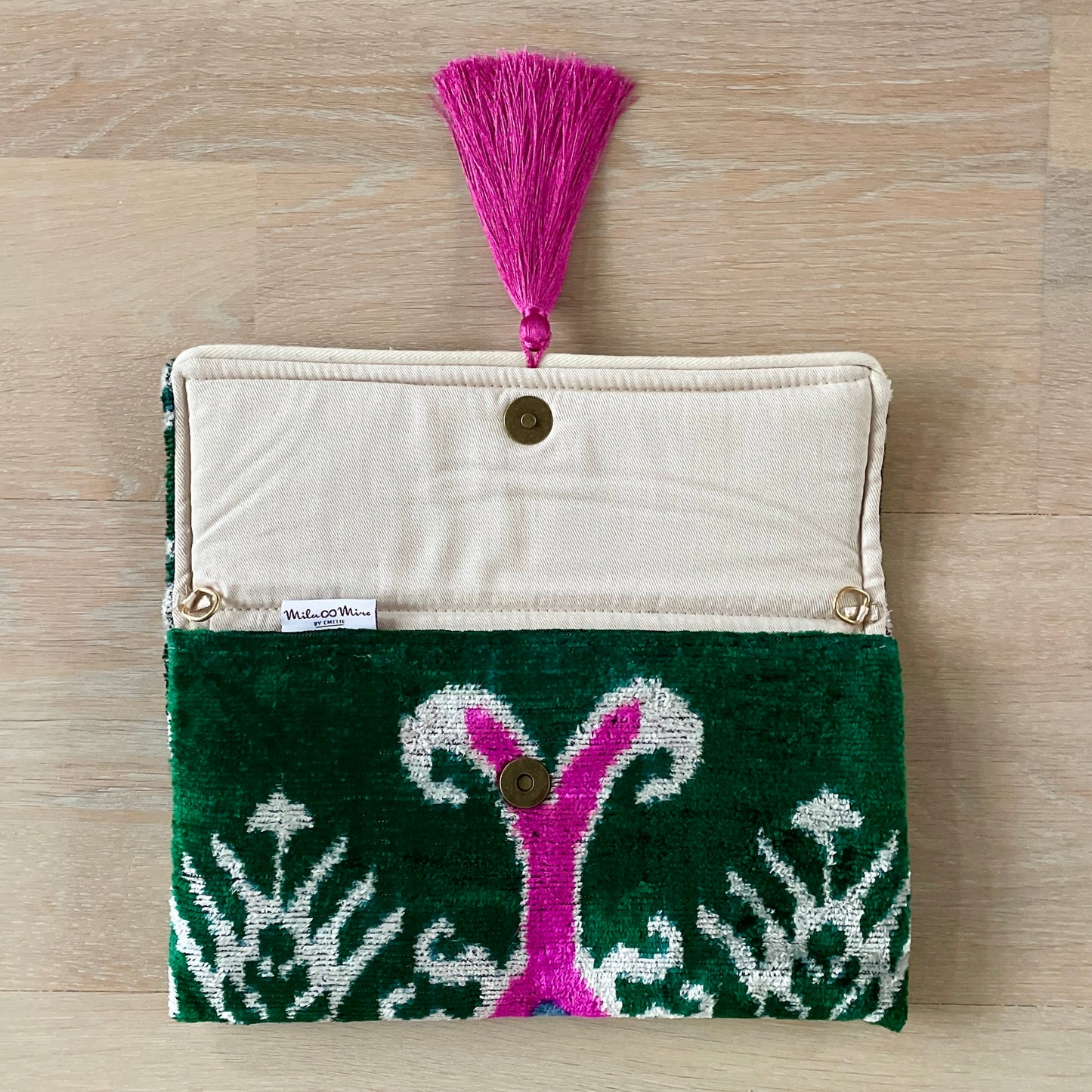 Ikat Clutch Bag La Sperlonga: With gold chain