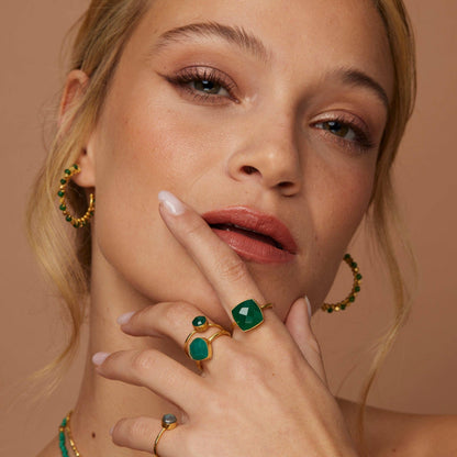Mini Riva Green Agate Earrings
