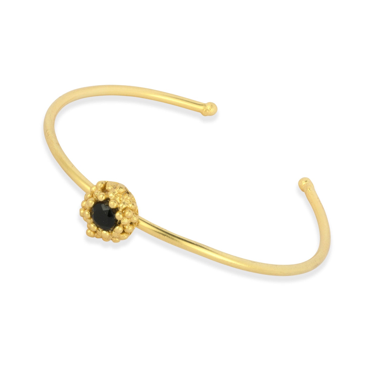 Maine Gemstone Flower Charm Bangle Black