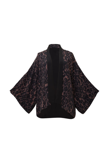 Leopard Print & Black  Reversible Kimono