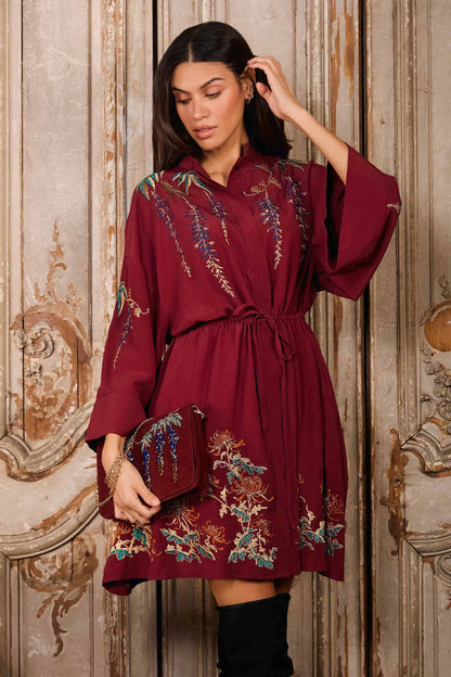 Metallic Wisteria Embroidery Crepe Selene Dress