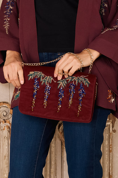 Wisteria Wine Embellished Bag