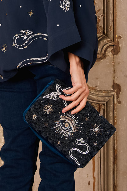 Cosmos Navy Embellished Bag
