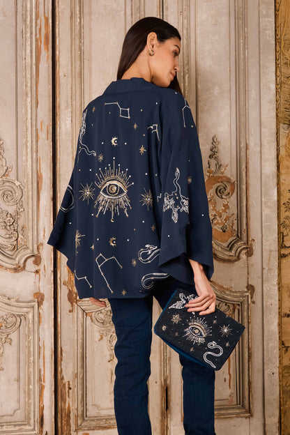Cosmos Navy Embellished Bag