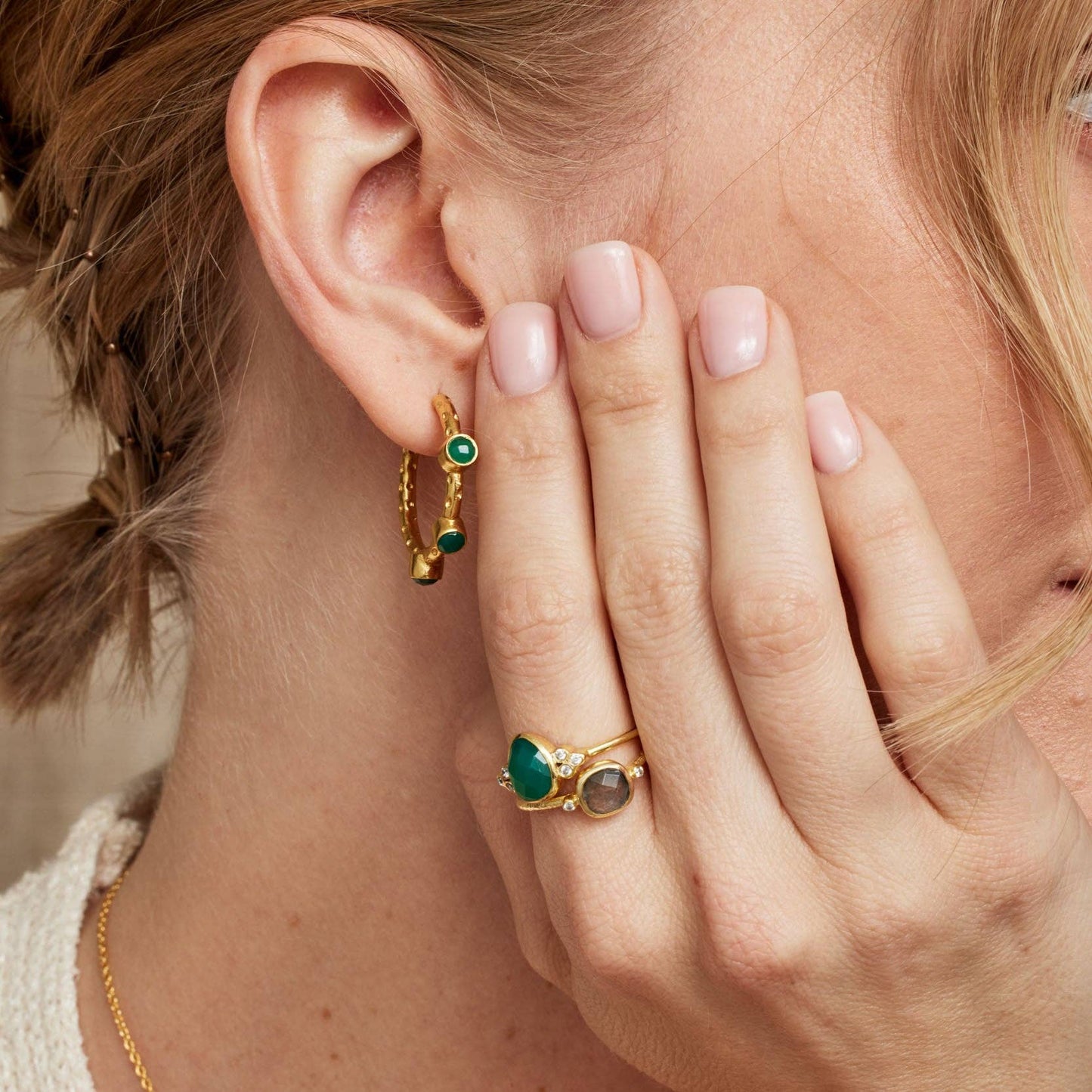 Naples Stacking Ring Set Green & Labradorite