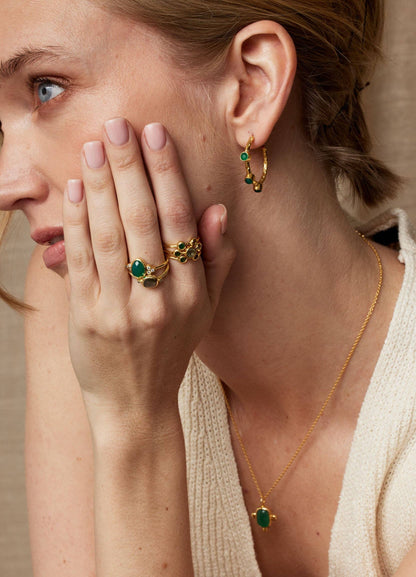 Naples Stacking Ring Set Green & Labradorite
