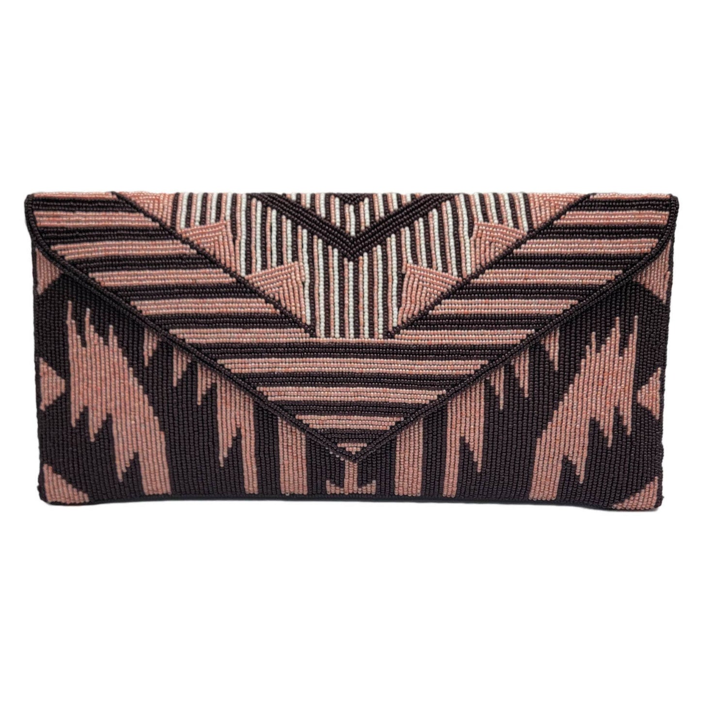 Aztec Peach Patterned Clutch Bag