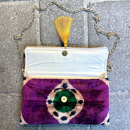 Ikat Clutch Bag Sainte-Maxime: With gold chain