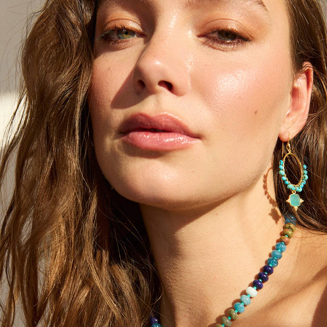 Malibu Beaded Earrings Turquoise