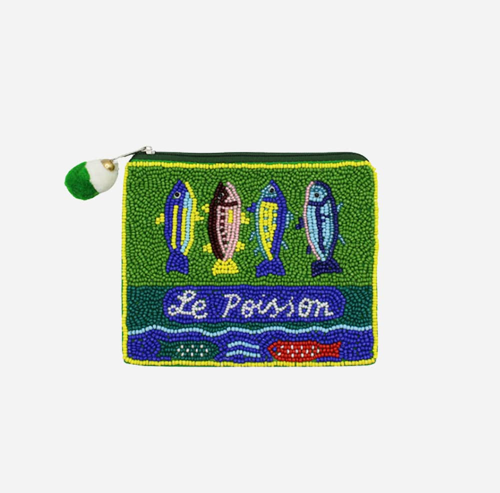 Le Poisson Beaded Coin Pouch