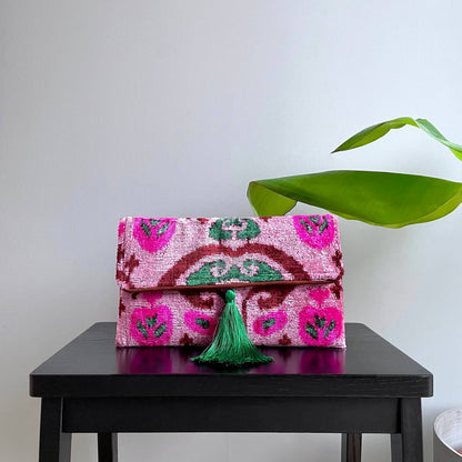 Ikat Clutch Bag La Spezia: With gold chain