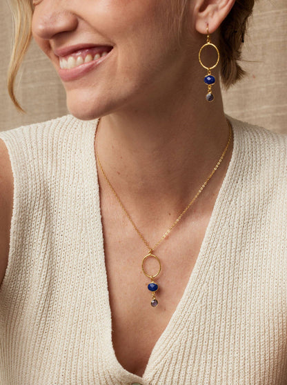 Cadiz Navy Gemstone Hoop Necklace