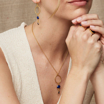 Cadiz Navy Gemstone Hoop Necklace