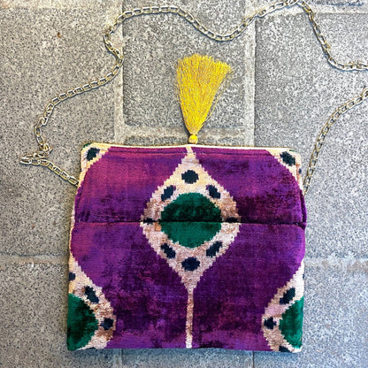 Ikat Clutch Bag Sainte-Maxime: With gold chain