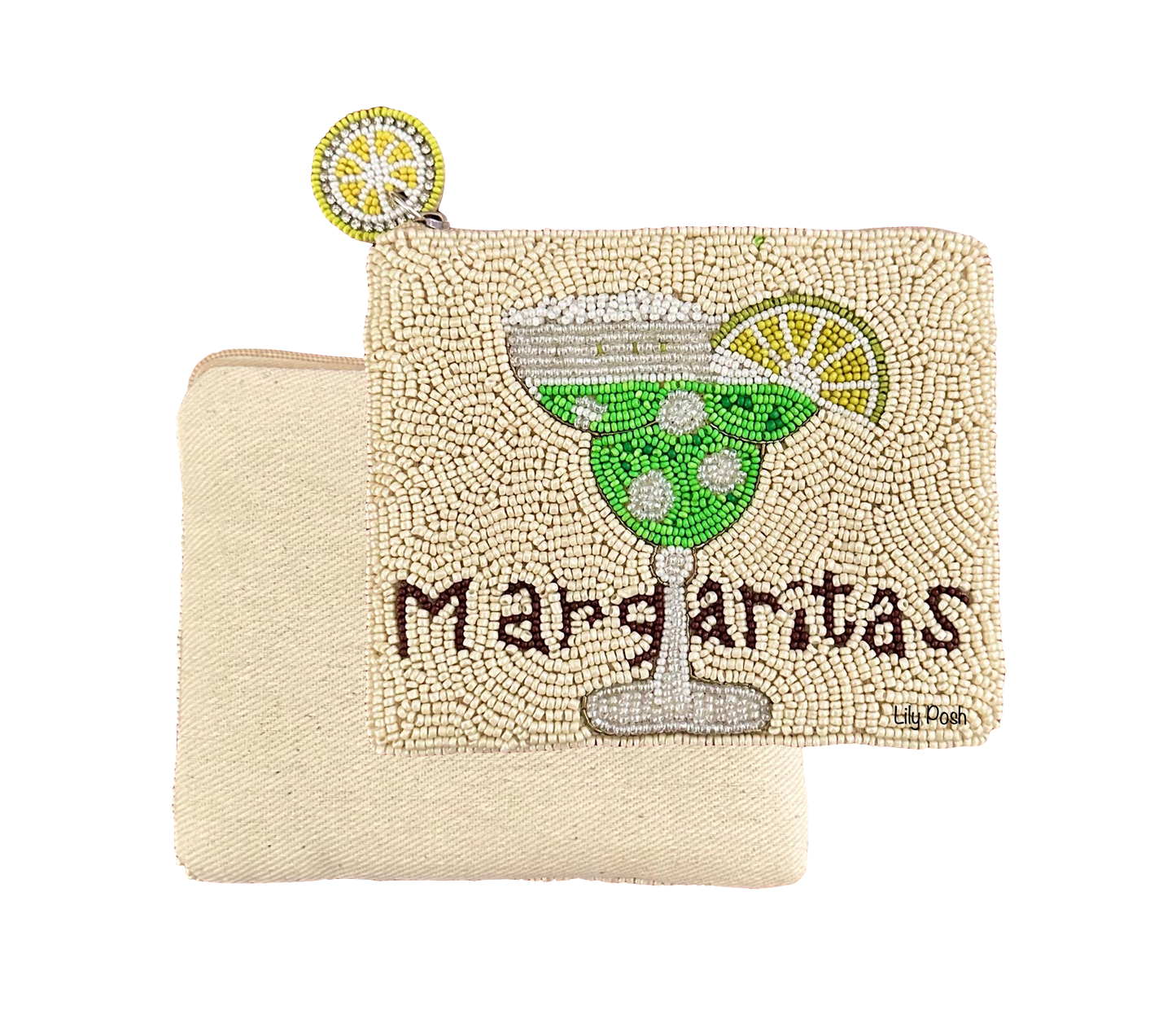 Beaded Margaritas Coin Purse, Seed Bead Coin Pouch Lily Posh
