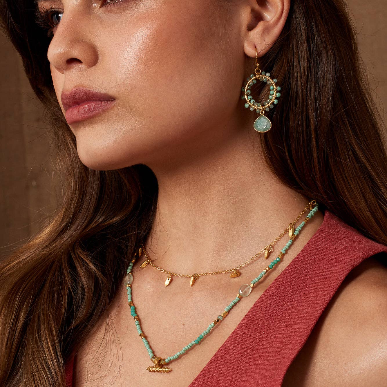 Talia Beaded Earrings Amazonite