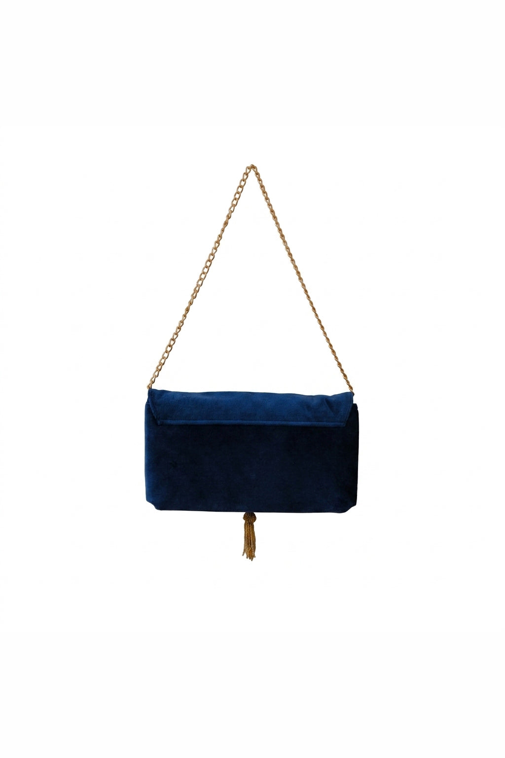 Japanese Blossoms Metallic Champagne & Blue Embroidered Velvet Bag