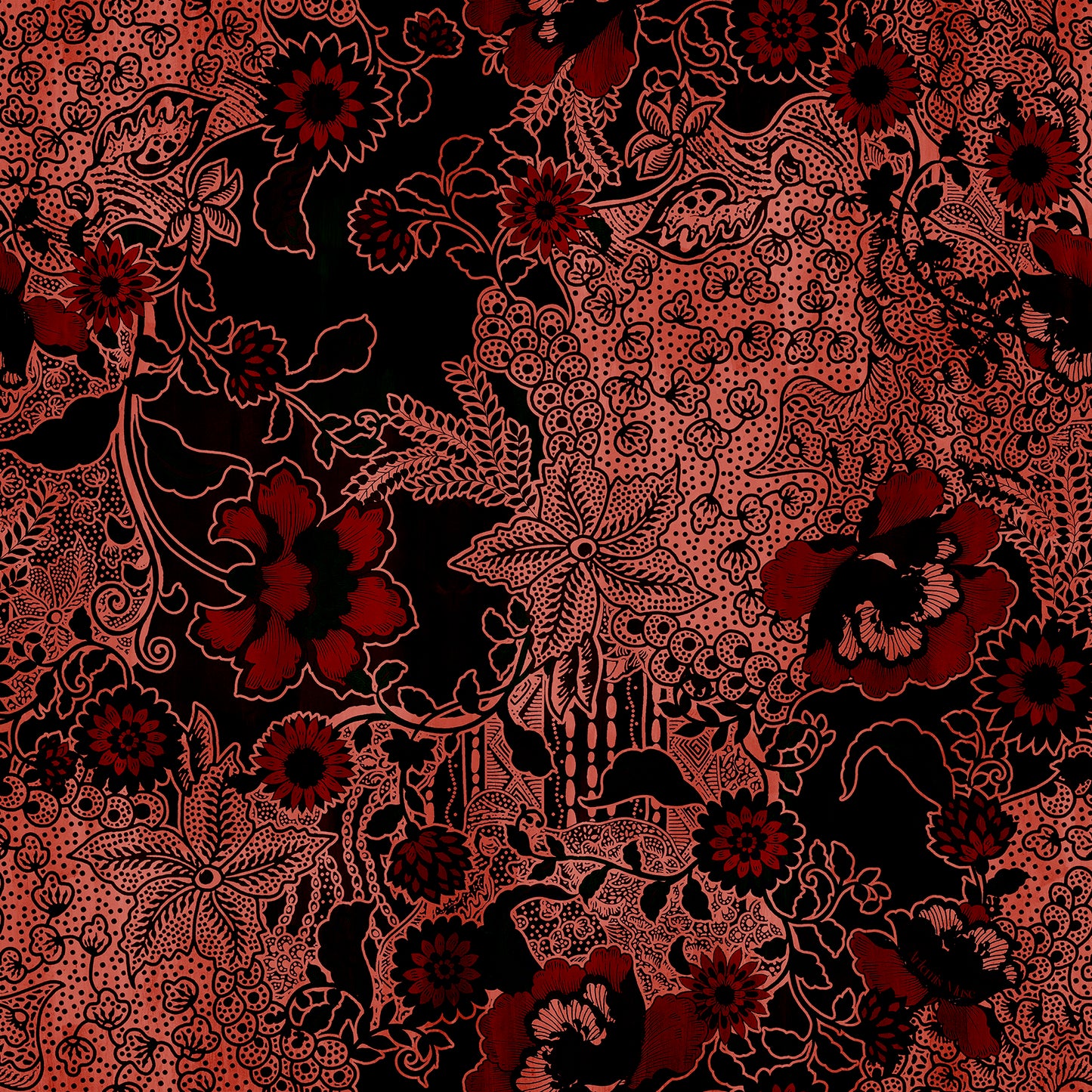Boho Black & Rose Luxury Silk Scarf 120cm * 120cm