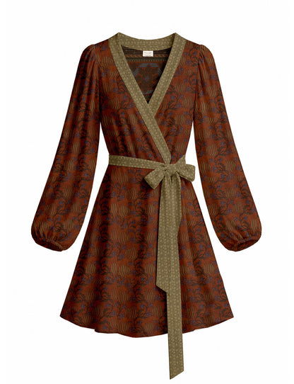 One Of A Kind Recyled Wrap Mini Dress #L10
