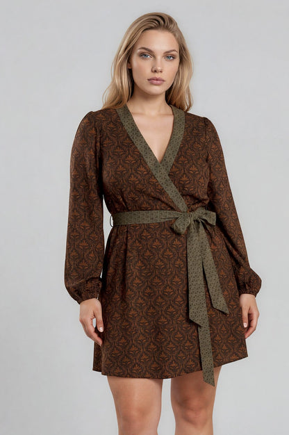 One Of A Kind Recyled Wrap Mini Dress #L18