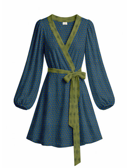 One Of A Kind Recyled Wrap Mini Dress #M1
