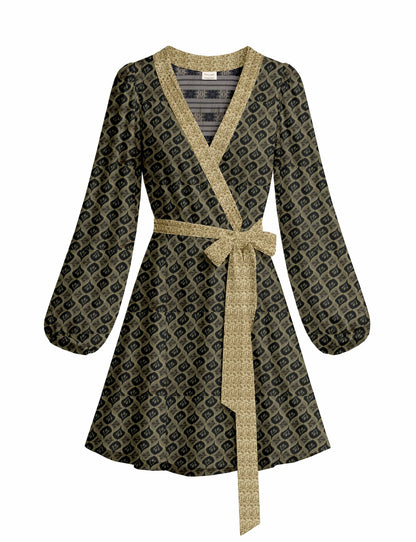 One Of A Kind Recyled Wrap Mini Dress #M28