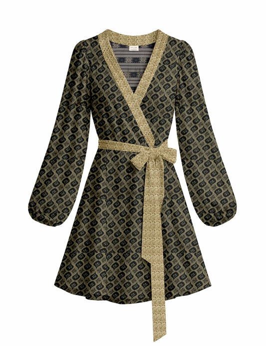 One Of A Kind Recyled Wrap Mini Dress #M28
