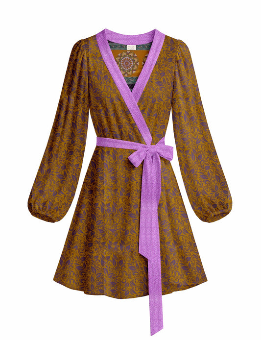 One Of A Kind Recyled Wrap Mini Dress #M29