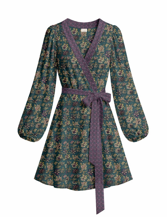 One Of A Kind Recyled Wrap Mini Dress #M30